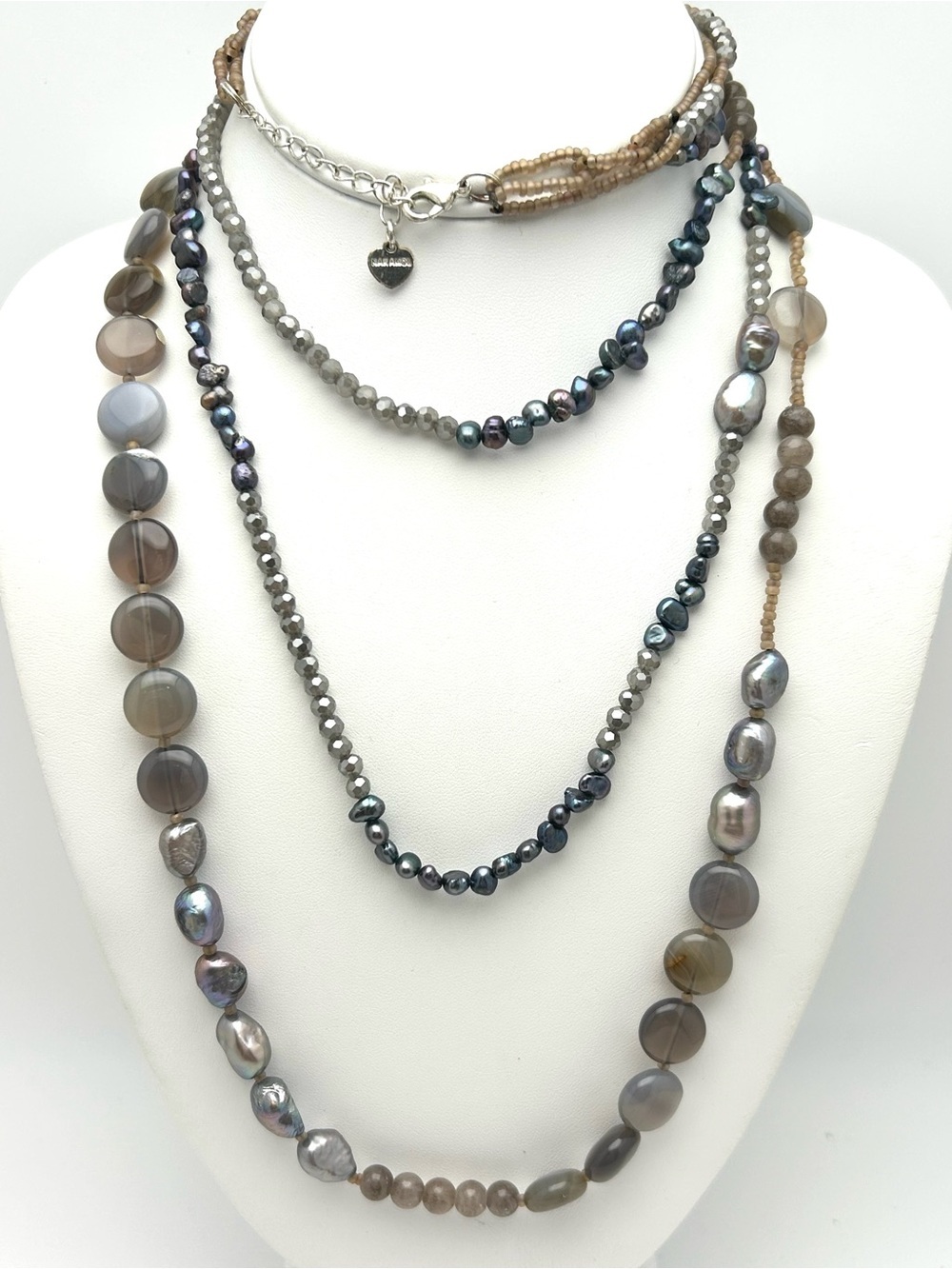 Nakamol 3-Strand Beaded and Pearl Necklace